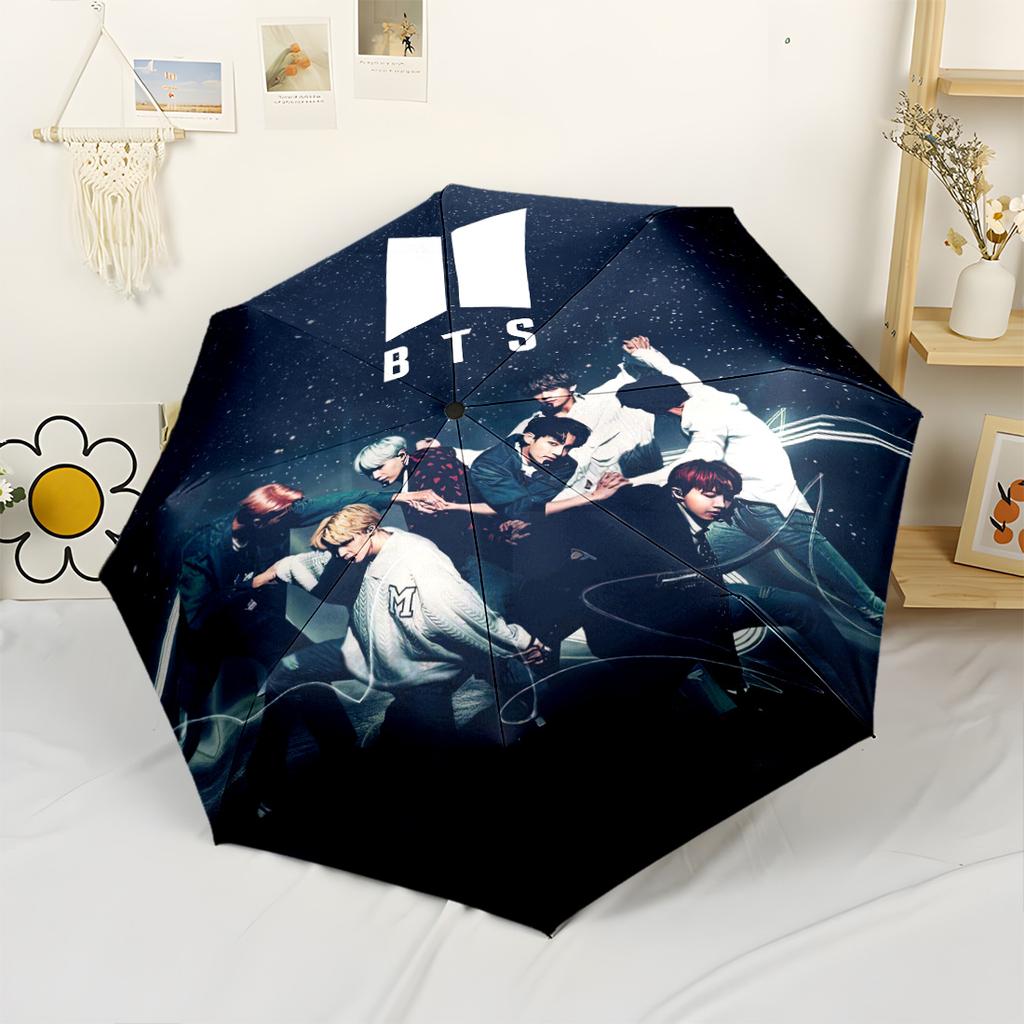 Love Bts Compact Travel Automatic Umbrella Compact & Durable 8-Rib Design Sturdy Construction All-Season Umbrella for Travel Stylish Accessory