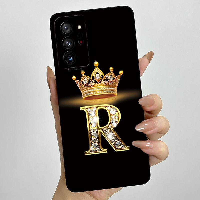 Чехол Для Samsung Galaxy Note 20 Ultra Роскошная Корона Буква Жидкий Силикон Задняя Крышка Мягкий Funda Для Samsung Note20 20Ultra Coque