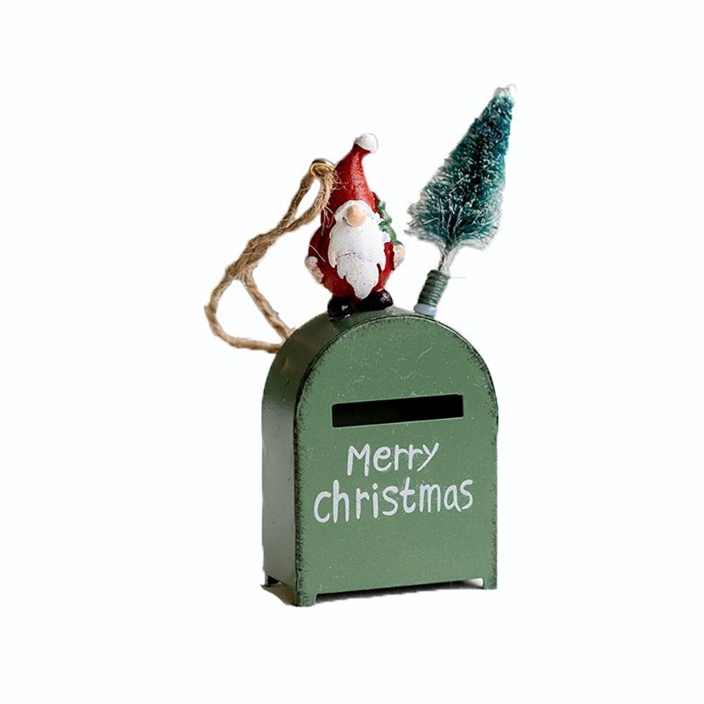 Retro Metal Xmas Tree Embellishment Welcome Door Hanging Pendants Santa Claus Cartoon Angel Doll Drop Ornaments Christmas Decor