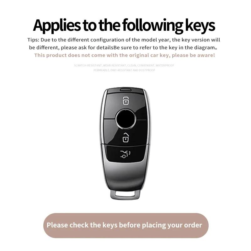 lkurz6 2026 Hot Car Sticker Suitable for Mercedes-Benz A-class B-class C-class E-class GLC car key cover E300 C200 high-end alloy leath