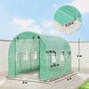 Greenhouse 3 x 2 x 2 m Poly Greenhouse with Roll-Up 2 Zipper Doors & 6 Mesh Windows Support Bars Green