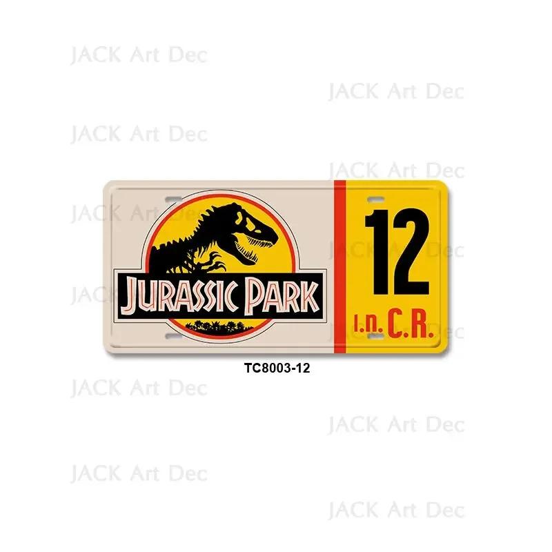Classic Film Jurassic Park Metal Print License Plate 15x30cm Tin Sign Vintage Wall Plaque Decor for Garage Bar Dinosaur Poster