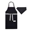ЯРКИЙ КОНФЕТНЫЙ СТИЛЬ Фартук однотонный и треугольный платок Легко надевать и снимать Начальная школа N1256140 Детский (100-120cm) Черный, Комплект для мальчиков,
