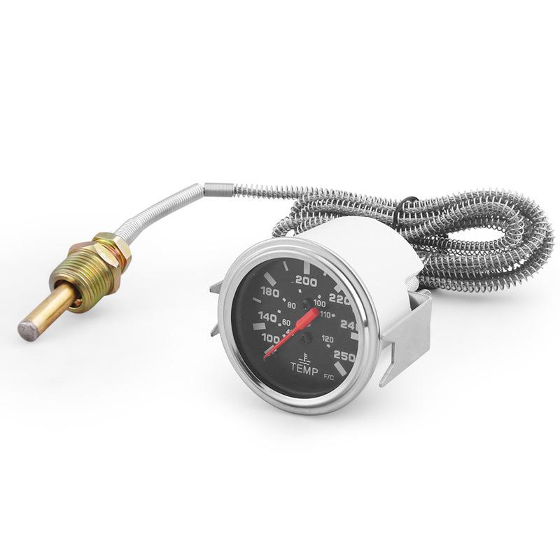 2" 52MM Mechanical 40-120℃/100-250℉ Water Temp Gauge 12V Water Temperature Gauge Car Meter With Sensor NPT 1/2