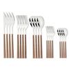 5/20Pcs Mirror Polished Stainless Steel Cutlery Set Forks Knives Spoons Faux Wooden Effect Handle Kitchen Silverware Dinnerware Set