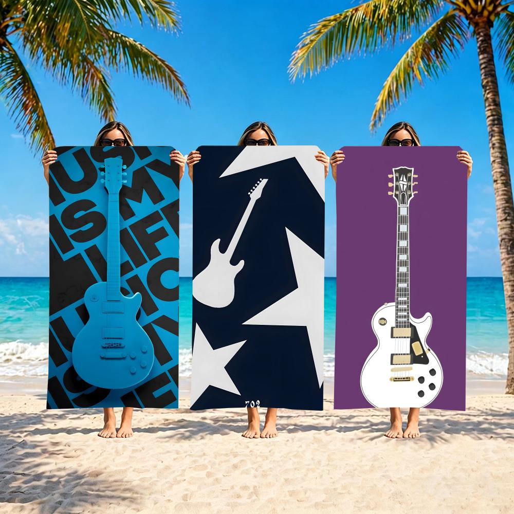 E-Espguitars-S Полотенце Микрофибра Пляжное Полотенце, Быстросохнущее, Не Прилипает Песок, Ультратонкое Волокно, Супер Мягкое.