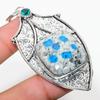 K2 Blue Azurite, Blue Topaz 925 Sterling Silver Jewelry Pendant 2.99" q1Y32