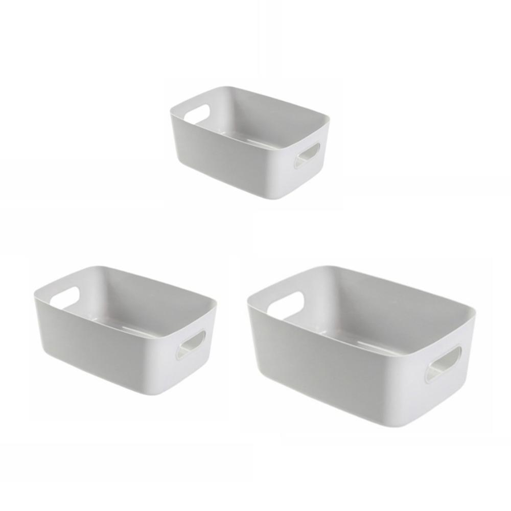 3PCS/SET Plastic Cosmetic Storage Box Stackable Large Capacity Miscellaneous Items Organizer Thick Trinket Storage Basket