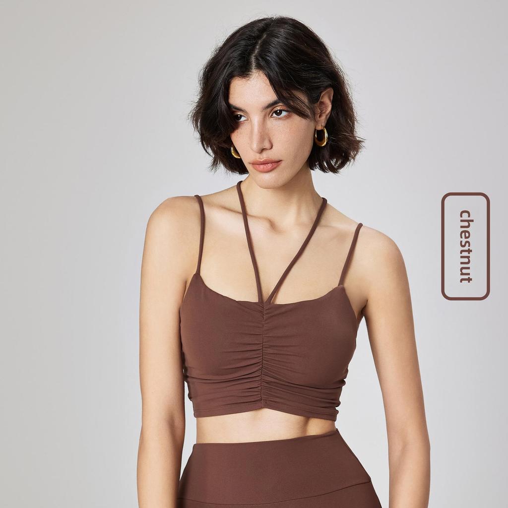 Women's Spring & Summer Sports Vest: Slimming Double Strap Yoga Bra & Nude Fitness Top