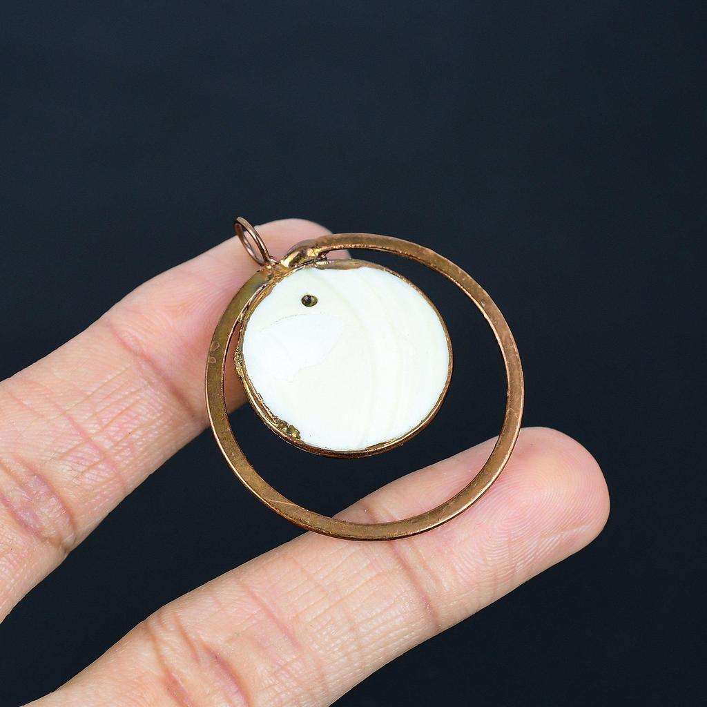 Mother of Pearl Pendant Gemstone Pendant Copper Electroformed Pendant, Handmade Jewelry Anniversary Gift