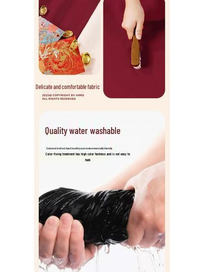 Unisex Wine Red Year of the Horse Velvet Hoodie: Zodiac-Inspired Autumn/Winter Chinese Style