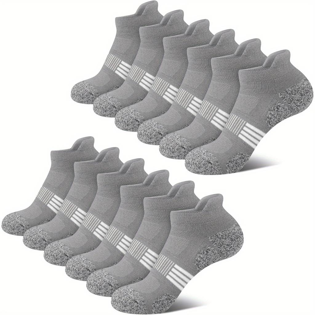 Высокое качество6 пар женских компрессионных носков для бега, толстые амортизирующие носки до щиколотки с низким вырезом, спортивные носки с полосатым дизайном, дышащий полиэстер, машинная