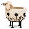 Indoor Outdoor Greenery Holder Farmhouse Sheep Planter Pot, Cute Lamb Flower Pot with Metal Stand, Whimsical Animal Decorative Resin for Succulents