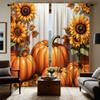 2pcs HD Halloween Sunflower Pumpkin Decorative Curtain Yellow Tie Digital Printed Curtain Home Decoration Style Decoration Li