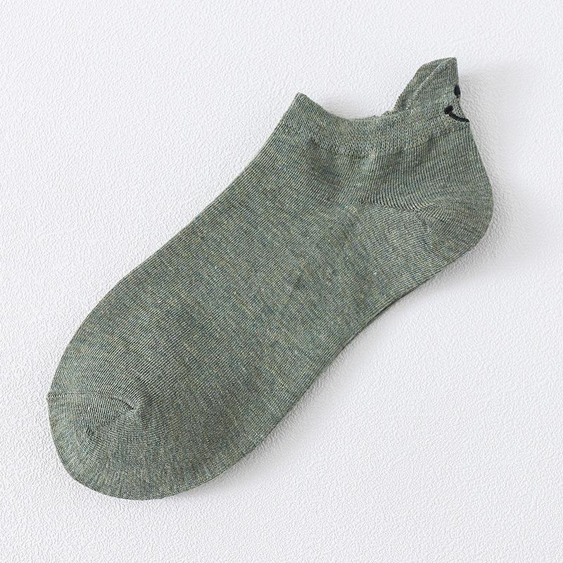 Новые женские веселые носки с мультяшным смайликом, милые вышитые носки до щиколотки, забавные носки для девочек, хлопковые носки