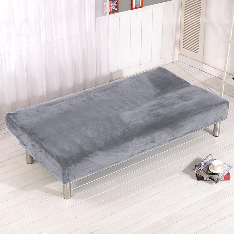 Velvet Plush Armless Sofa Bed Cover Folding Seat Slipcover Modern Stretch Sofa Bed Covers Elastic Couch Protector Home Hotel