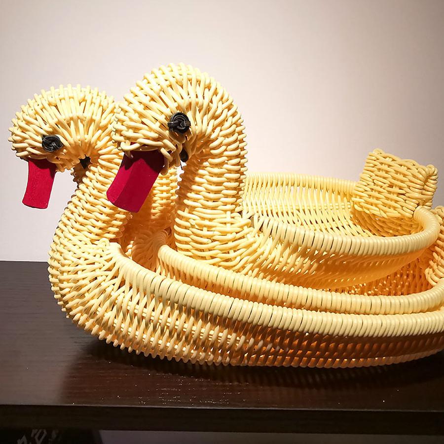 Корзина для хранения Фруктовница Полка для журнального столика в гостиной Креативная Современная Домашняя Пластиковые Плетеные Корзины Настольные Декоративные