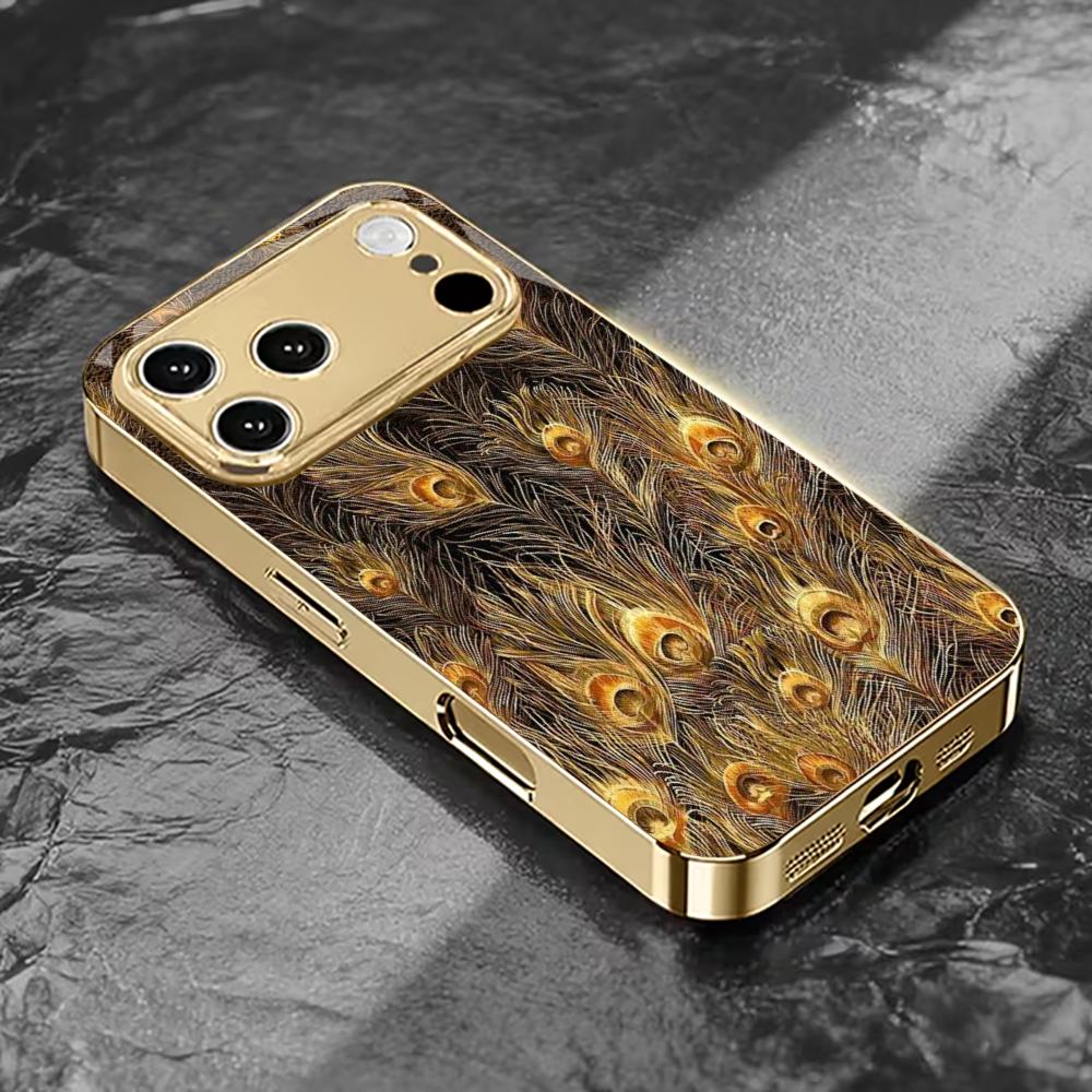 Шикарный черный фон с золотыми мобильными телефонами Стеклянный чехол для телефона для iphone 17 pro max чехол для iPhone 17 16 15 14 13 12 11pm Pro Plus