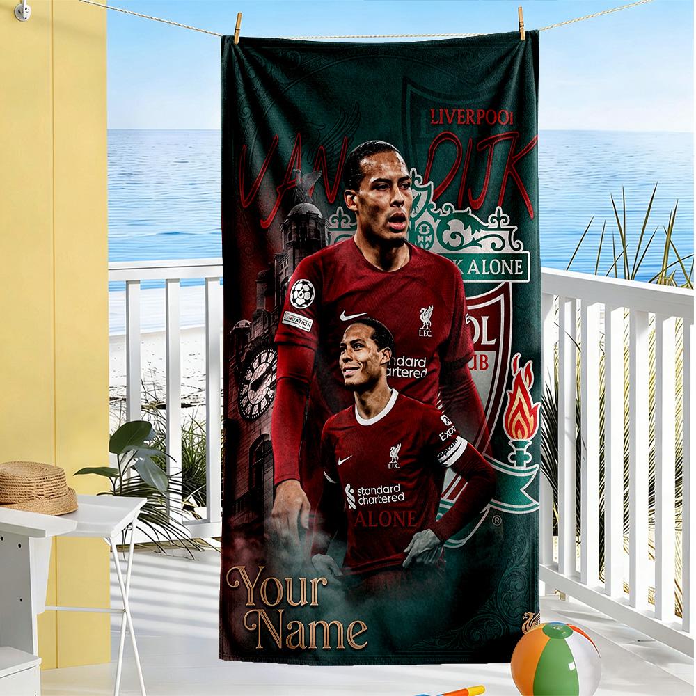Liverpool Fc Customize Your Name Beach Towel Super Soft Absorbent Suitable For Swimming Gym Camping Yoga Vacation