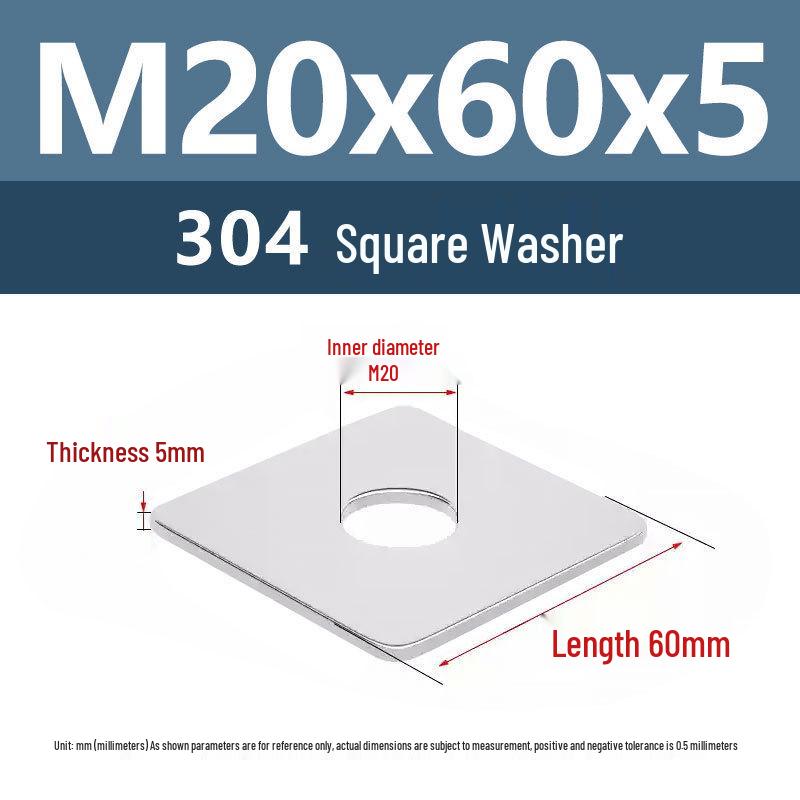 Yigu 304 Stainless Steel Thickened Square Flat Washer M3/M4/M5