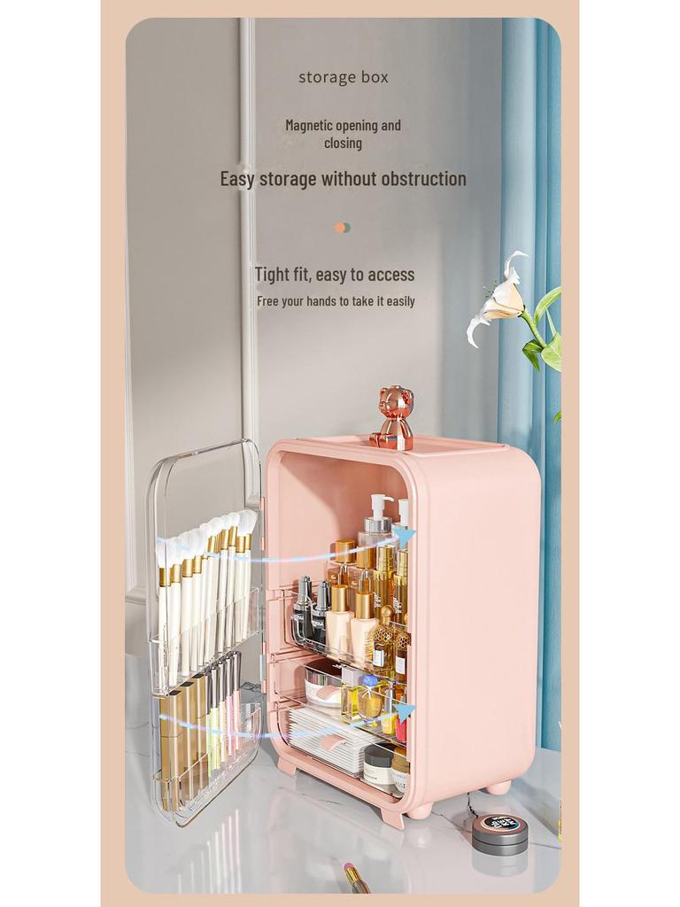 Вместительный пылезащитный ящик для хранения косметики с зеркалом для туалетного столика.