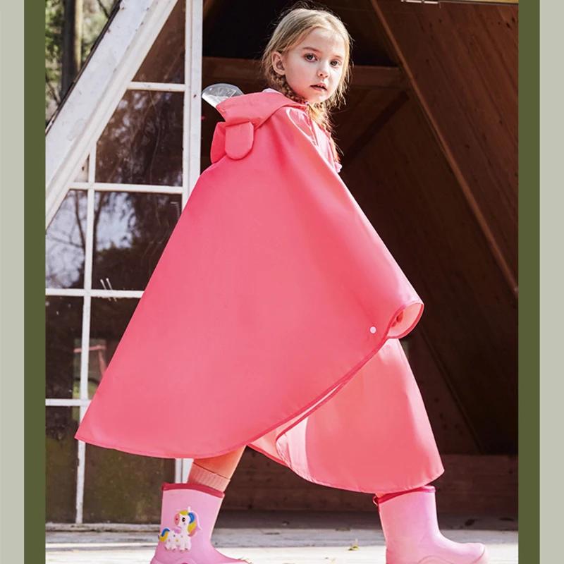Милый утепленный детский плащ с героями мультфильмов, пончо, дождевик для малышей, детская дождевика с большими полями, ветрозащитный студенческий дождевик, костюм