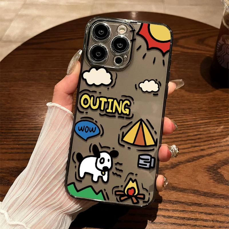 Cute Graffiti Doodle TPU Phone Case For IPhone 15 14 13 12 11 Pro Max X XR XS 8 7 Plus, Clear Shockproof Protective Cover
