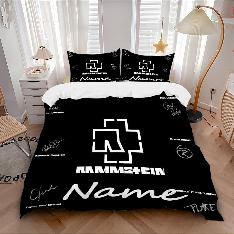 Custom Textile Rammstein Tribute Bedding 3 Piece Set HD Print Duvet Cover Pillowcases for Teens Adult Bedroom Decoration