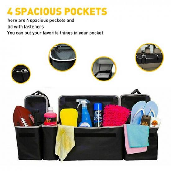 Car Trunk Organizer Interior Oxford Back Seat Accessories Storage Bag 4 Pocket