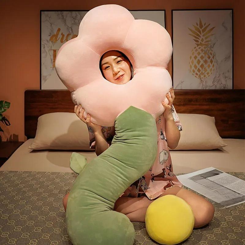 Милая подушка-цветок, подушка для ног для спящей девушки, прикроватная подушка, подушка для кровати в спальне, длинная подушка для сна на боку