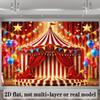 2D planar circus-themed background fabric, creating a cheerful and lively circus atmosphere, made of durable polyester material