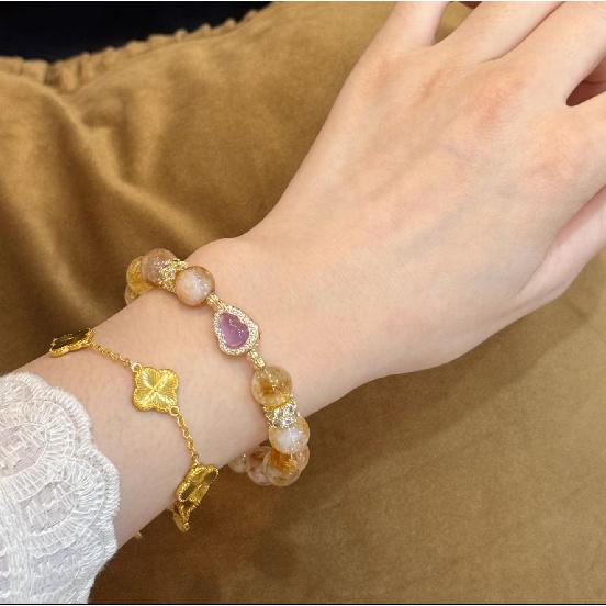 Original Golden Gourd Wealth-Attracting Citrine Bracelet for Women, Exquisite Beaded Bracelet for Financial Prosperity, Yellow Tower Golden Rutilated