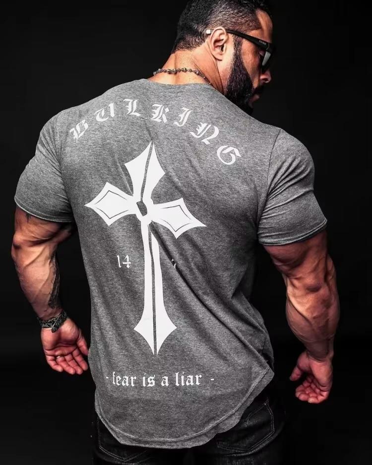 Мужская хлопковая футболка для тренажерного зала, бодибилдинга, спортивная, облегающая, для фитнеса, повседневная, с коротким рукавом, унисекс, мужская, женская, летняя