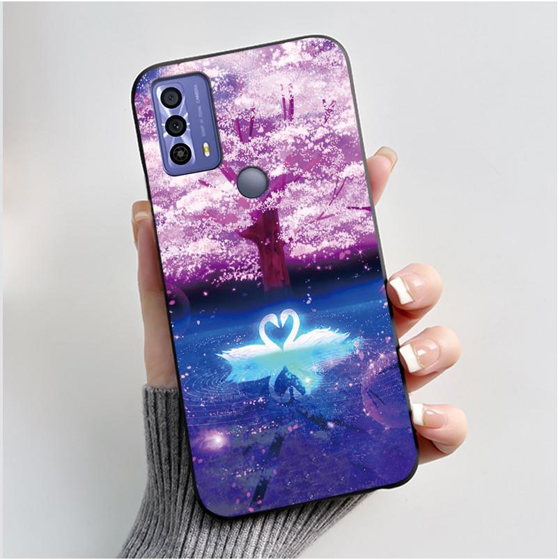 Cute Case For TCL 20B (6159K) Fundas Capa Printing Shell Protective Cover Soft Silicone Coque Cartoon Black Casing