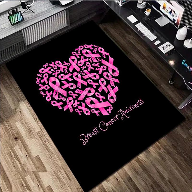 1Pc Breast Cancer Print Rug - Computer Chair Area Rug home decoration Carpet For Living Room Bedroom Flooring Mat