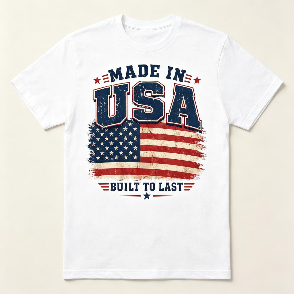 Made In USA American Flag Retro Graphic Tee Patriotic Gift Unisex T-Shirt