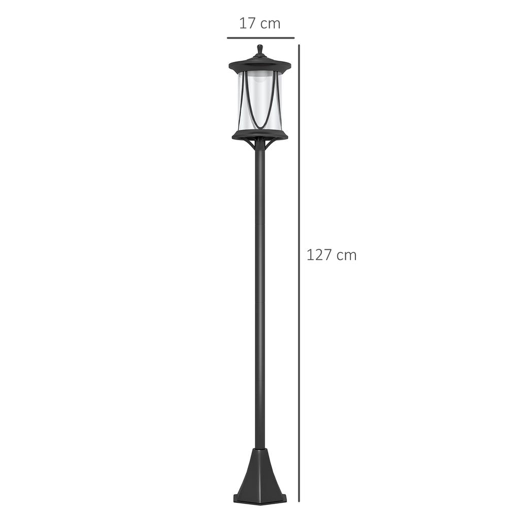 Outdoor solar floor lamp, LED garden lamp, on off switch, 17 x 17 x 127 cm, black
