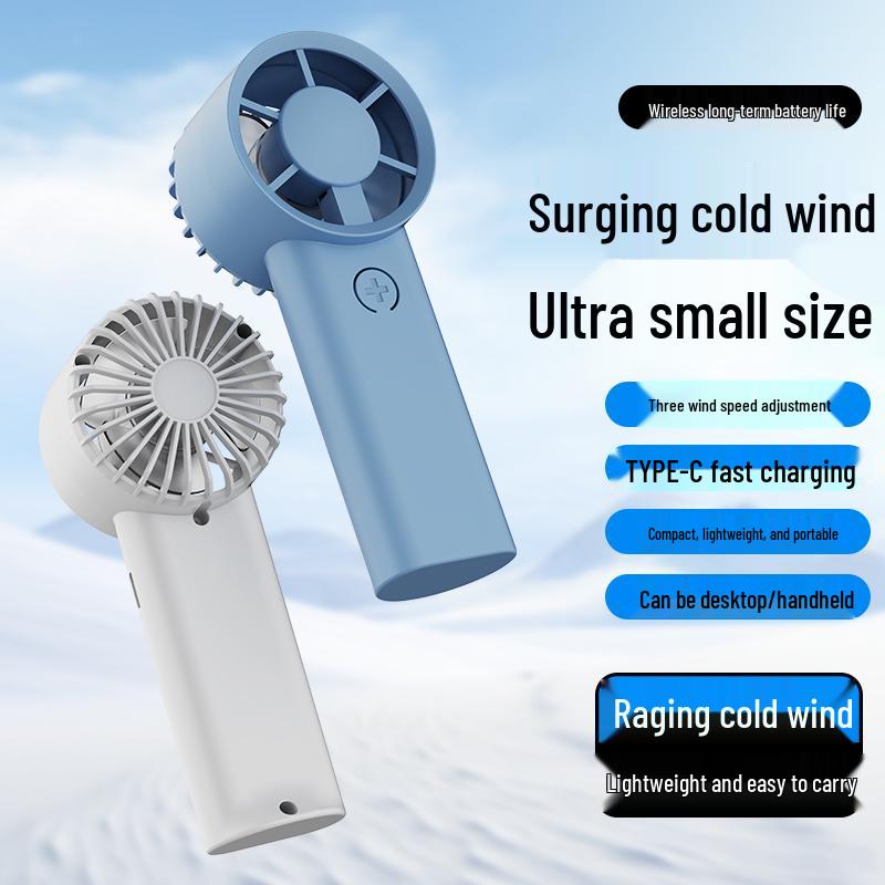 USB Rechargeable Mini Handheld Fan - Quiet, Three-Speed, Long Battery Life, Perfect for Dorms