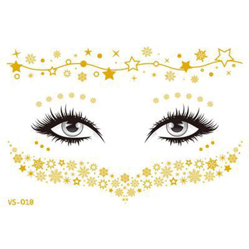 Блестящие наклейки татуировки на лице флэш-золотые временные металлические татуировки водостойкий макияж наклейки для девочек вечеринка музыкальный фестиваль
