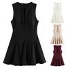 Women's French- Fashion Short Dress With Wide Hem And Bow Detail