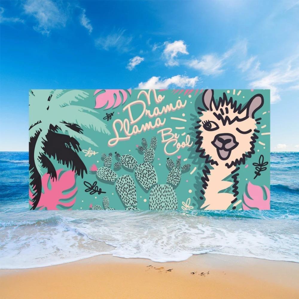 Cute Llama Alpaca Pattern Beach Towel Cartoon Animal Bath Towel for Sport Camping Yoga Surf Microfiber Quick Dry Swimming Cover
