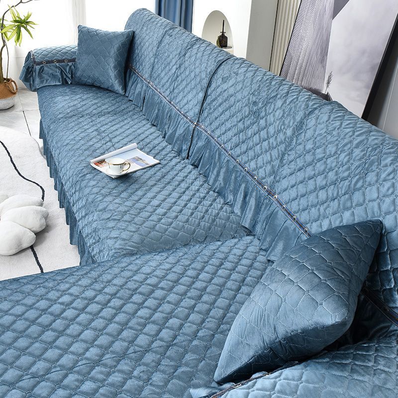 Роскошный золотой бархатный чехол для дивана для гостиной, однотонный грязеотталкивающий чехол для дивана, эластичная защитная подушка, 1-3 места, диванное полотенце