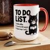 Кружка для кофе Yousheng Cat To-Do List Керамическая чашка для чая с юмористическим списком дел Безопасна для микроволновой печи Кружка с кошкой Уникальный подарок для любителей кошек Офисных работников