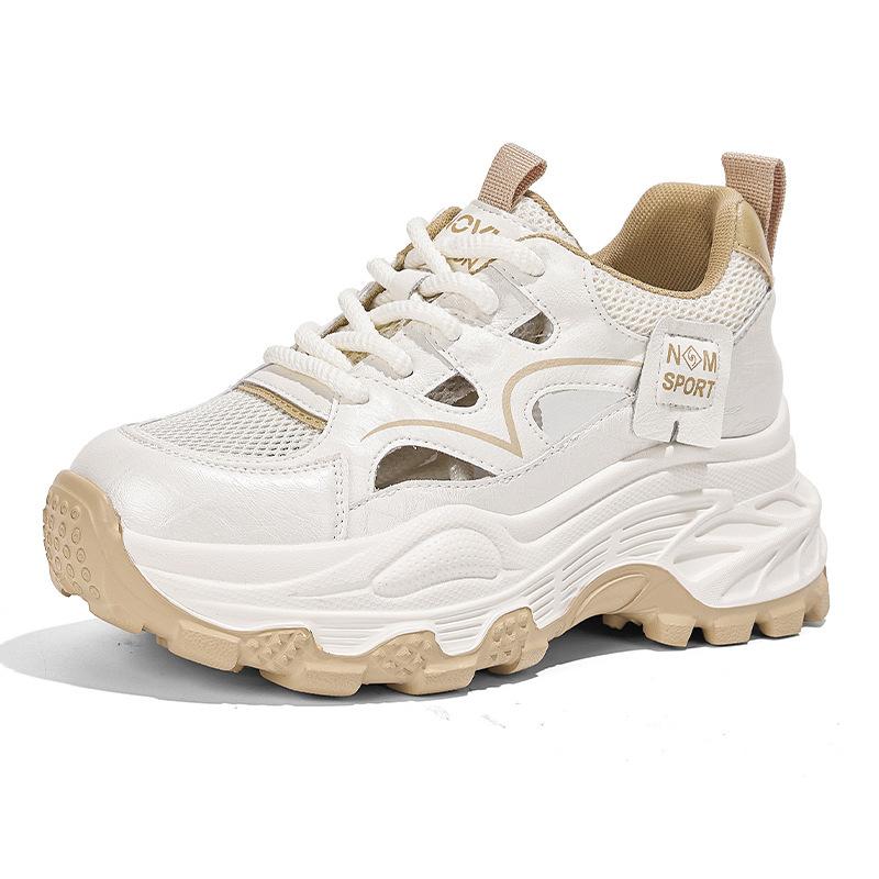 Sneakers women's 2026 summer new thick-soled heightening casual shoes women's shoes hollow mesh breathable dad shoes