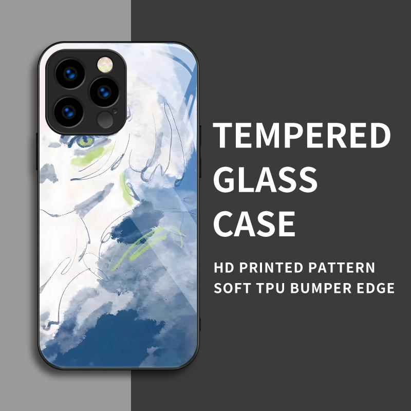 Закаленный стеклянный корпус Walking in the Ocean Printed Защитный чехол TPU Мягкий чехол Shell для iPhone Samsung