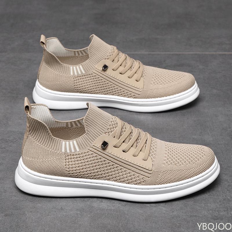 Trendy Shallow Mouth Men's Sports Shoes Spring Mesh Breathable Round Toe Casual Soft Sole Running Sports Board Shoes Sneakers