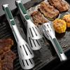 Щипцы для барбекю из нержавеющей стали 304, силиконовые нескользящие зажимы для еды, зажим для хлеба, зажим для стейка, термостойкость для барбекю, трехлинейный зажим, зажим для еды