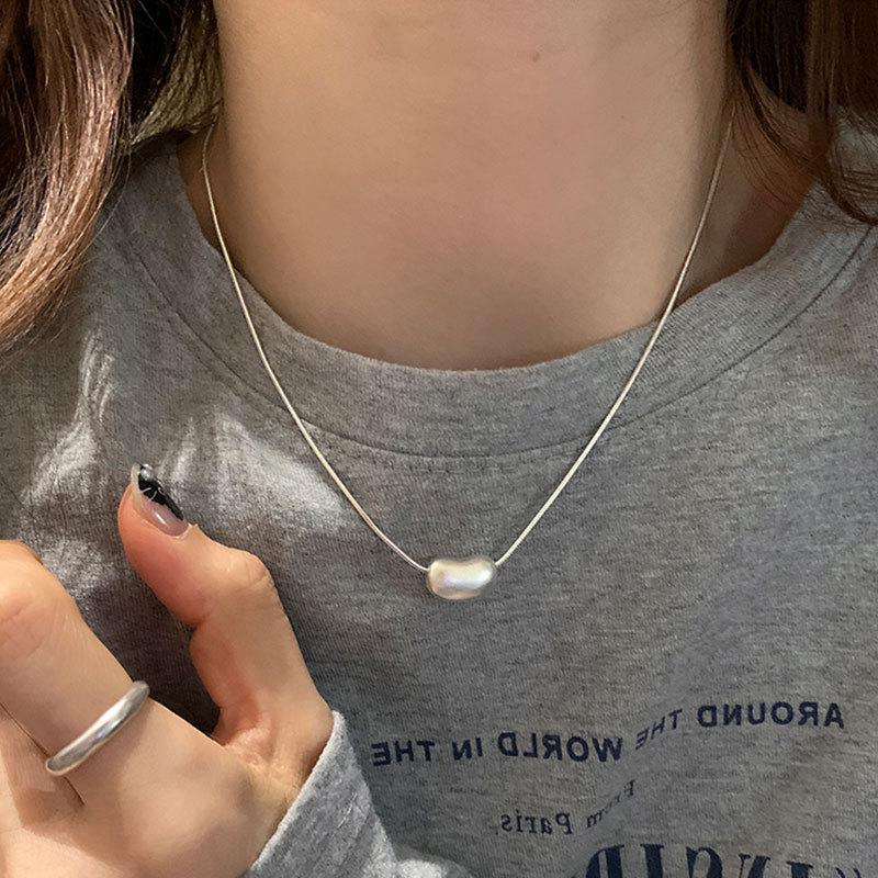 Niche Simple Matte Bean кулон ожерелье женское легкое роскошное уникальное модное темпераментное трендовое универсальное шейное колье свитер цепочка