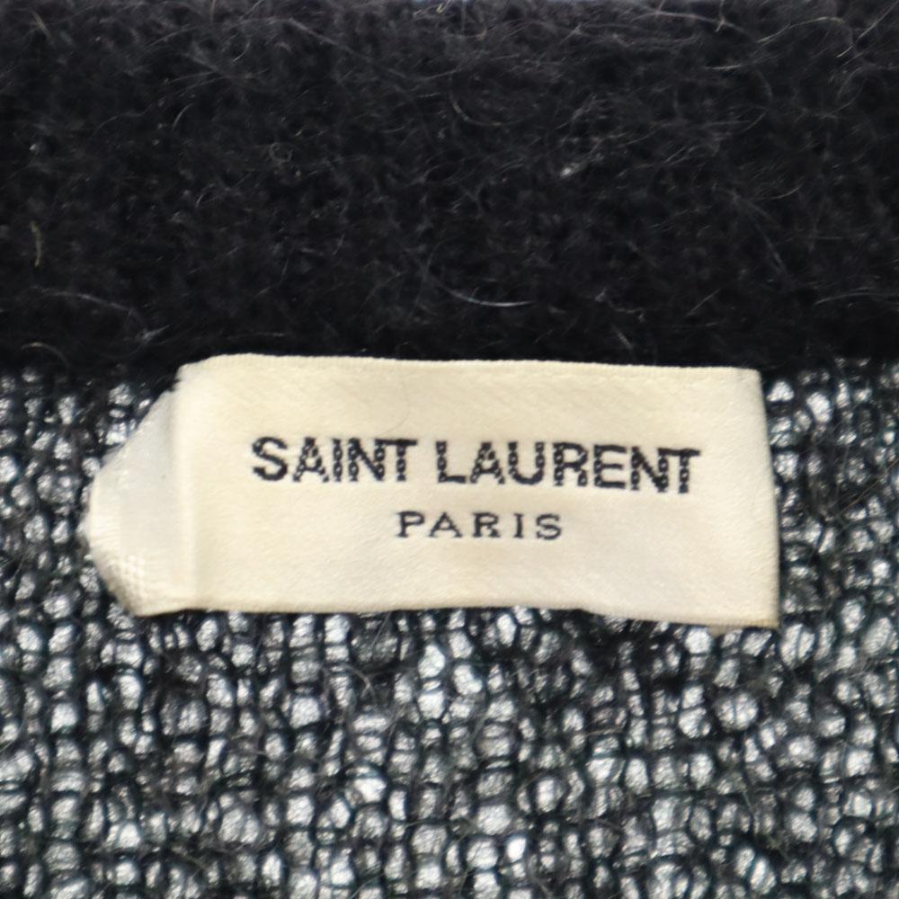 Saint Laurent Свитер командный с длинным рукавом из мохера с камуфляжным узором Мужской Б/У