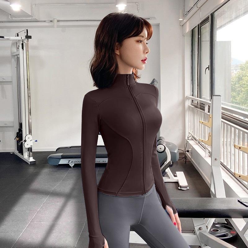 Spring Summer Slim Fit Crop Women Korean Wild Sports Fitness Long Sleeve Coat Women Y2K Streetwear Zipper Up T Shirt